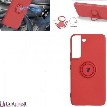 Vennus švelnaus silikono dėklas su žiedu - raudonas (telefonui Samsung S21 Plus)